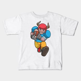 Bull at Sports with Football & Helmet Kids T-Shirt